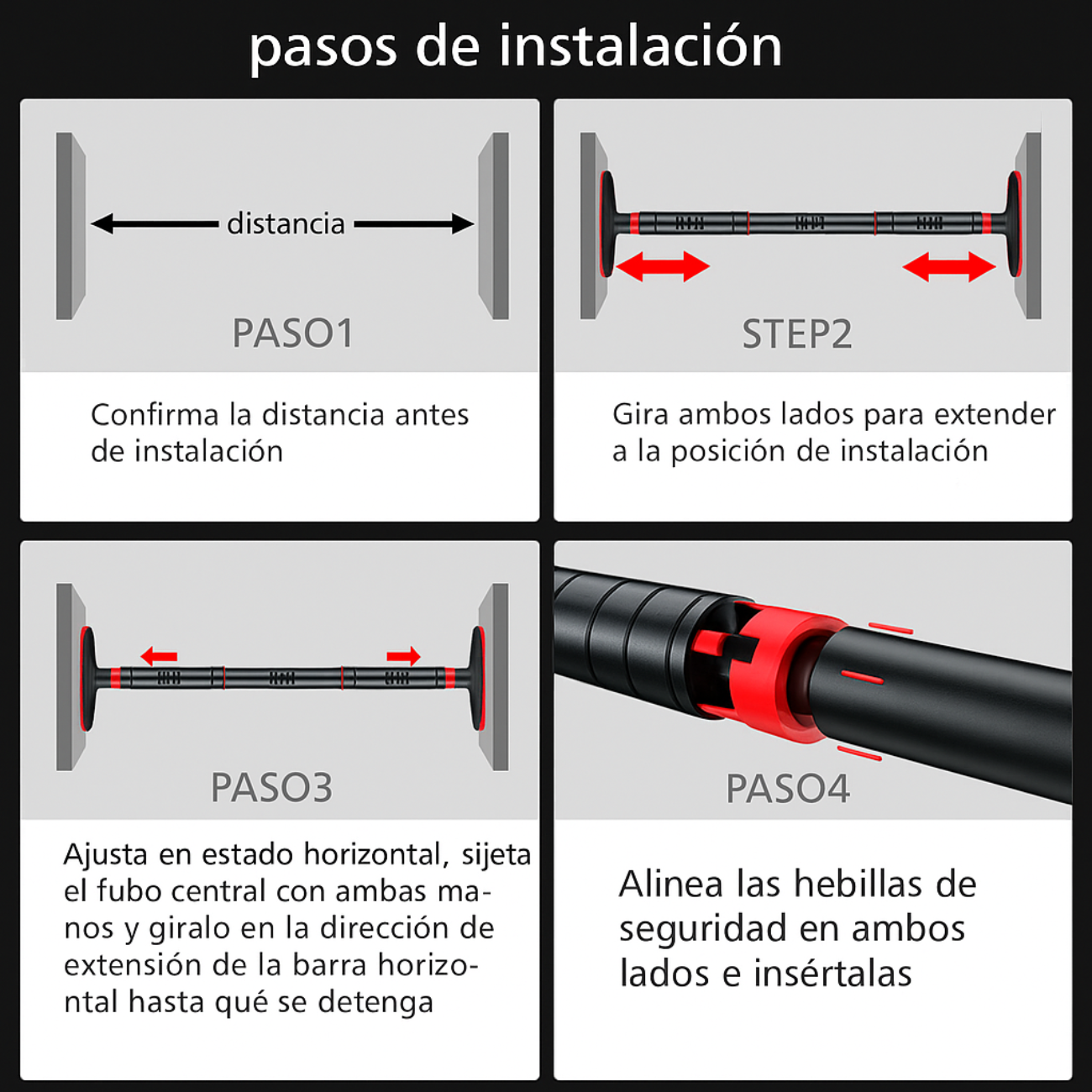 Barra de Dominadas Horizontal Ajustable Para Marcos  de Puerta