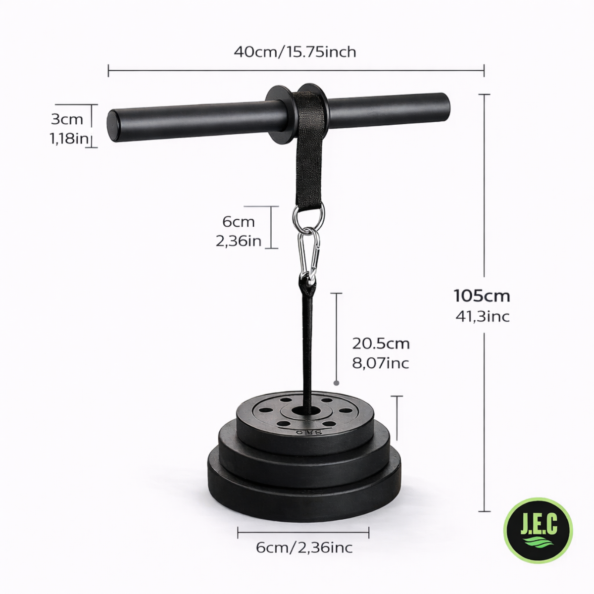Barra con Correa para Discos Entrenamiento Ajustable