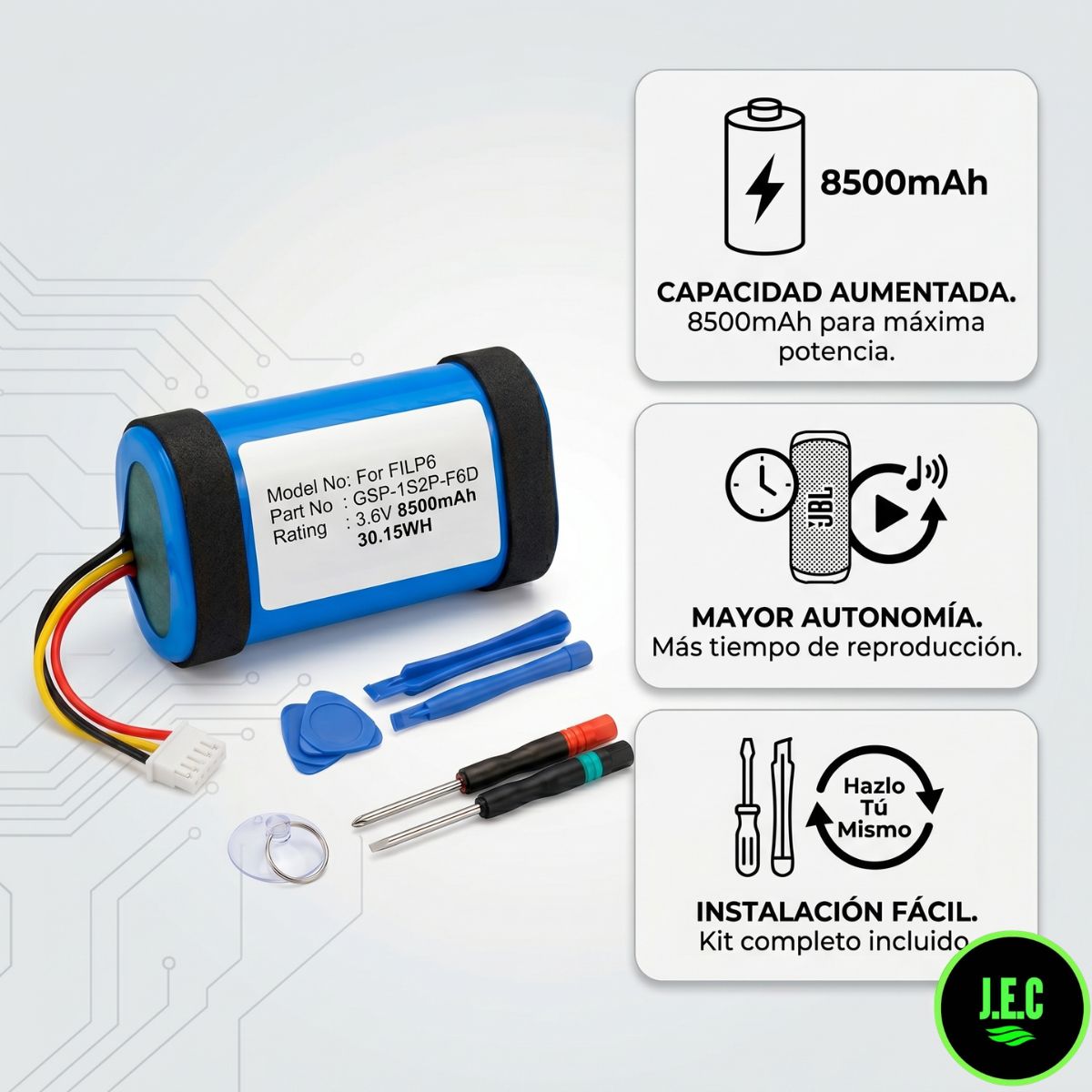 Batería Repuesto Para JBL Flip 6 + Kit Herramientas