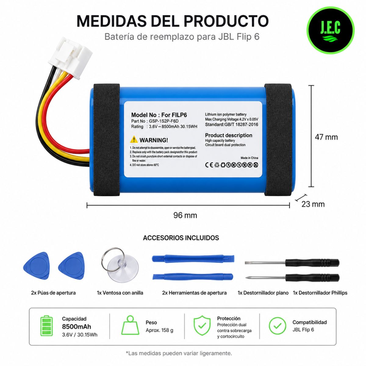 Batería Repuesto Para JBL Flip 6 + Kit Herramientas