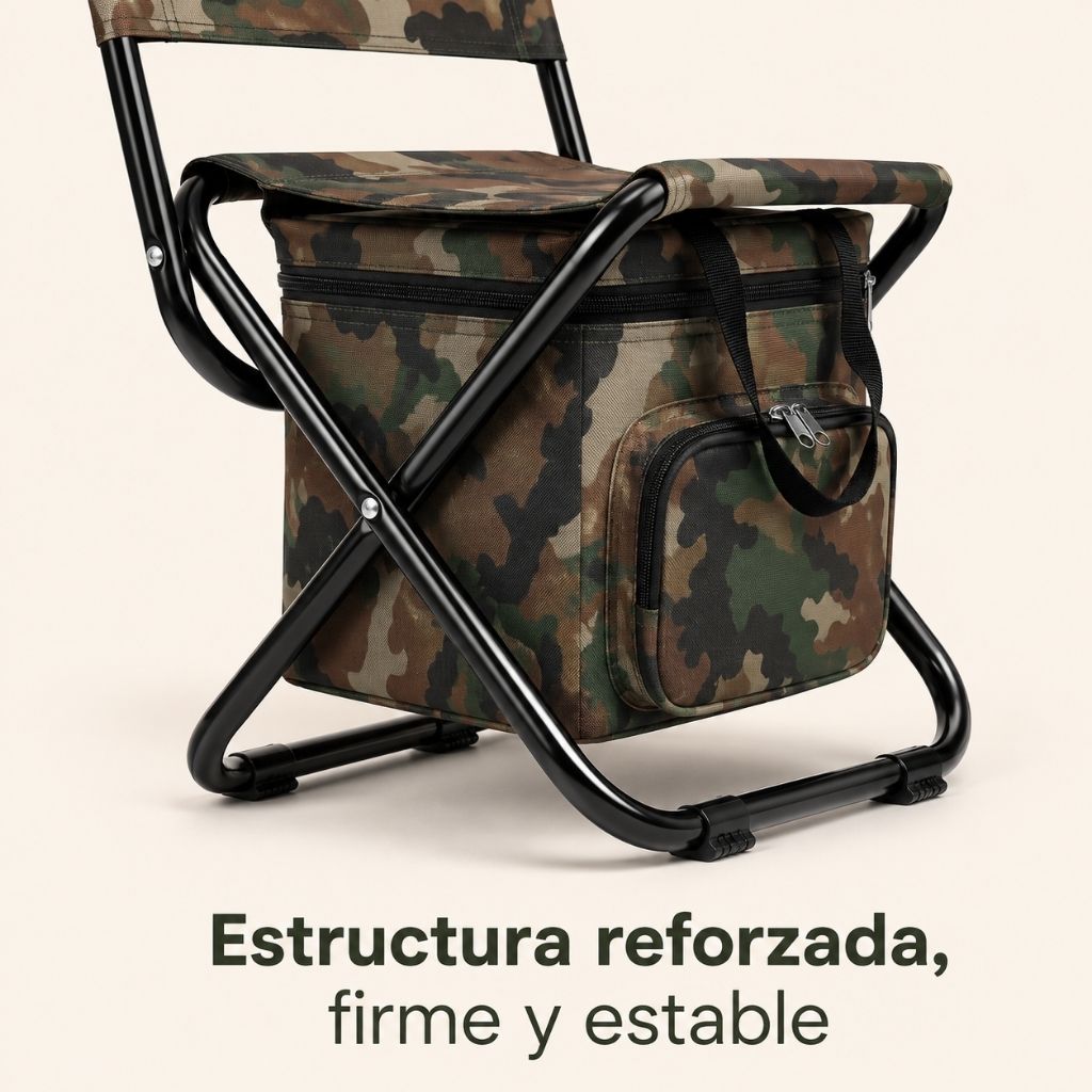 Silla Plegable con Cooler Térmico para Camping y Pesca