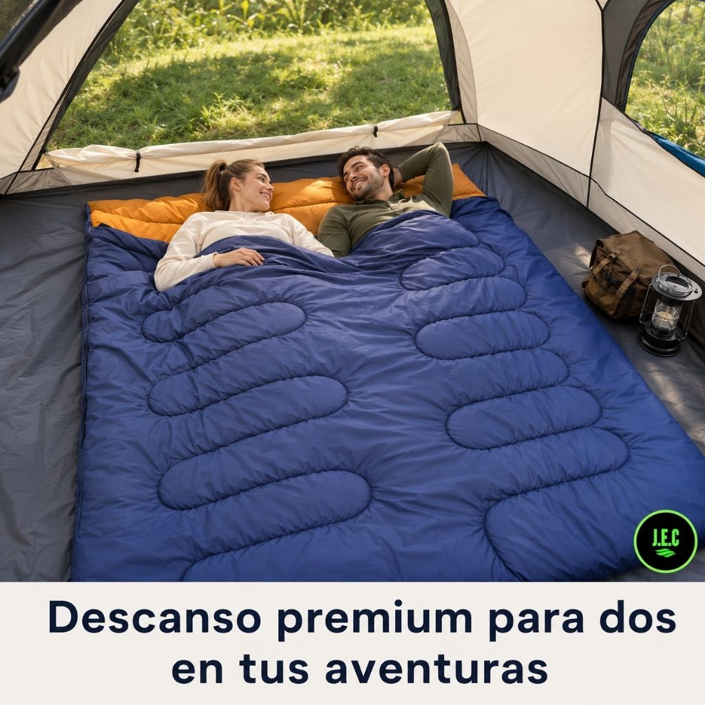 Saco De Dormir Doble 3 En 1 Ultraligero Invierno Azul Marino