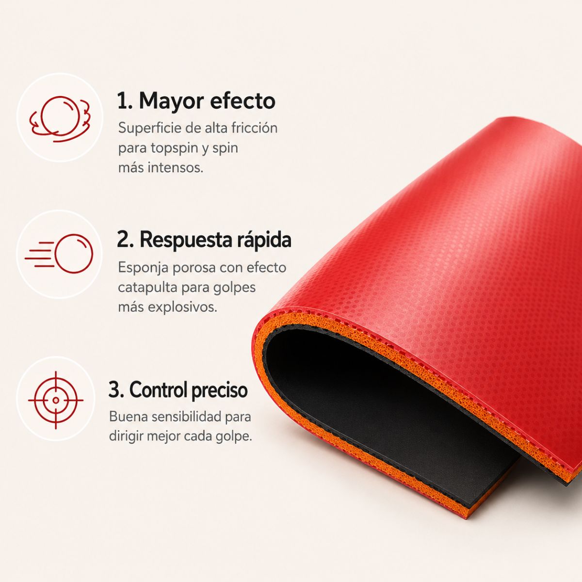 Goma Ping Pong Profesional Cake Sponge Efecto Y Velocidad