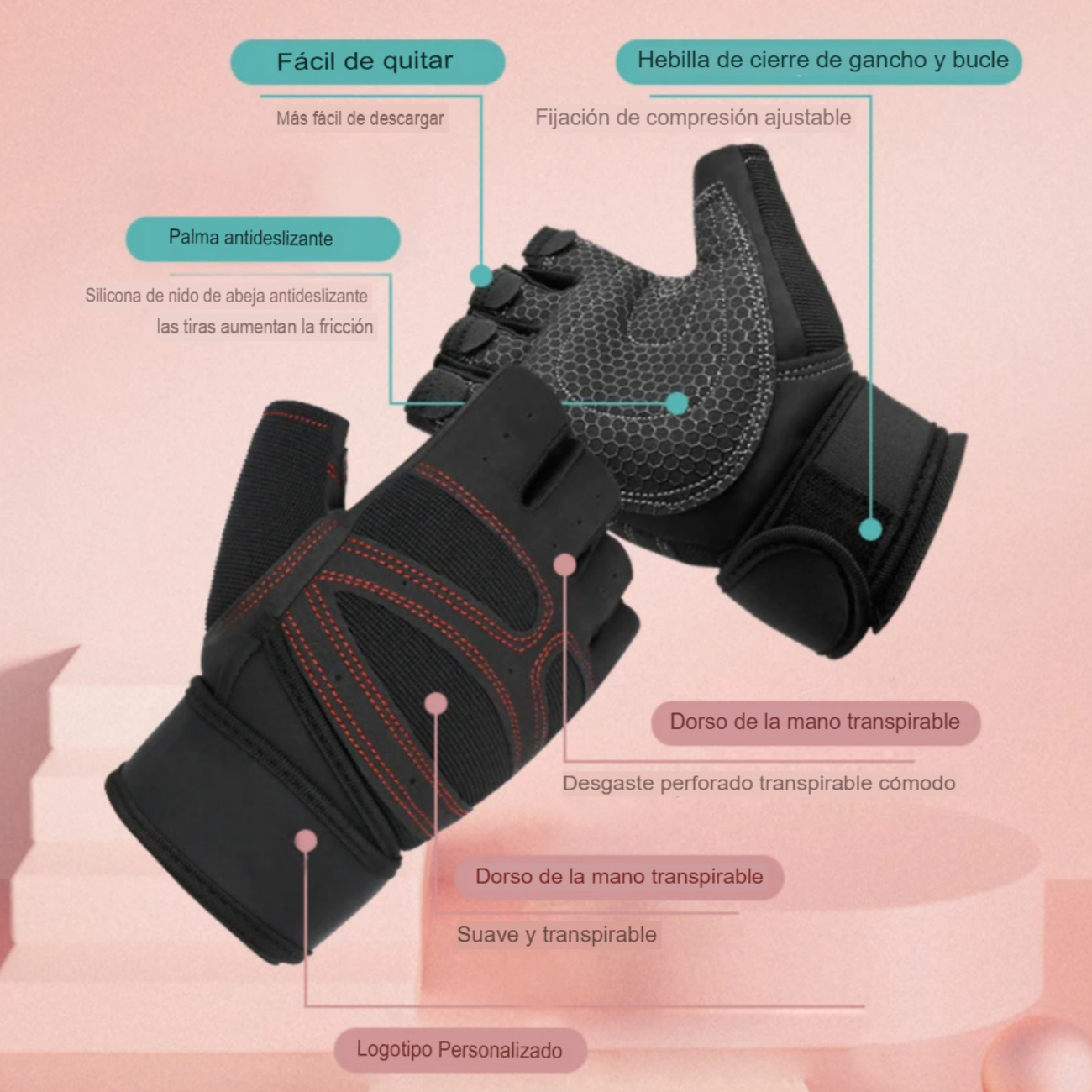 Guantes De Fitness Para Hombre Con Soporte De Muñeca