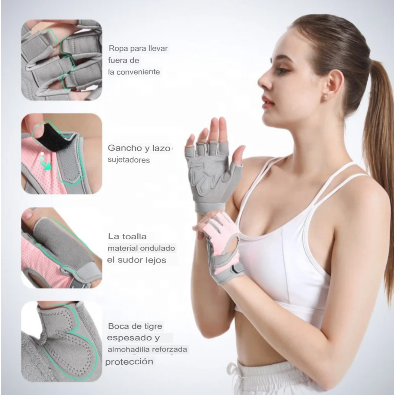 Guantes Medio Dedo Ciclismo Y Gimnasio Antideslizantes