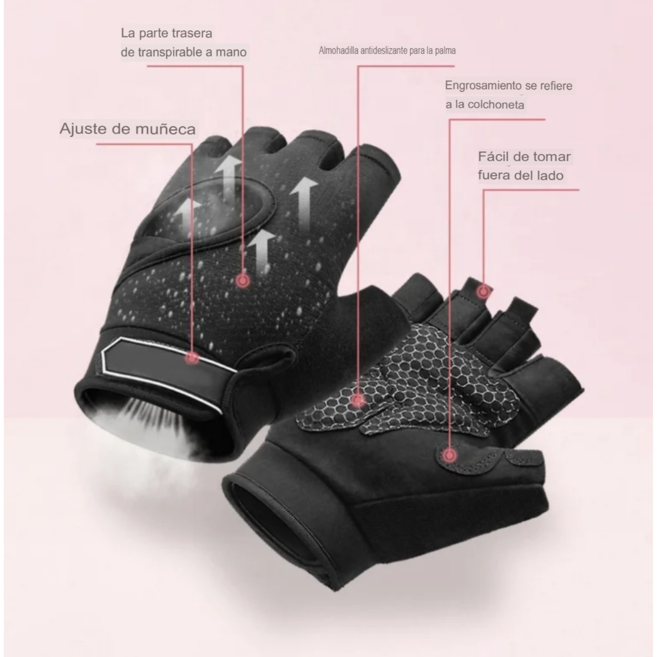 Guantes Medio Dedo Ciclismo Y Gimnasio Antideslizantes