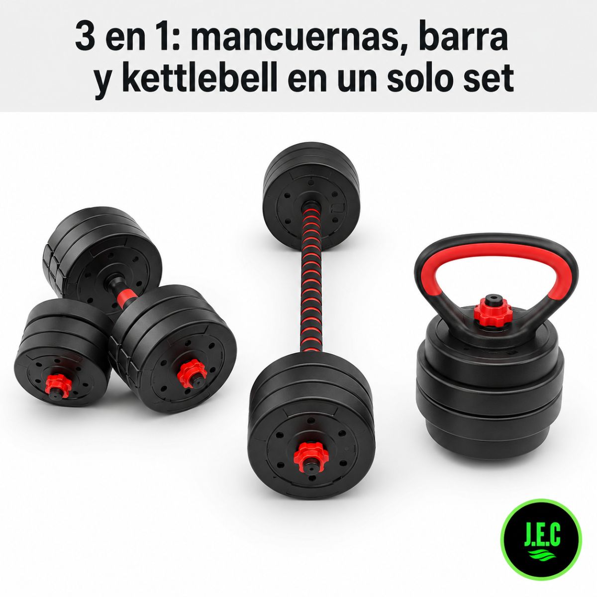 Set de Mancuernas Ajustables 20 Kg 3 en 1 para Casa