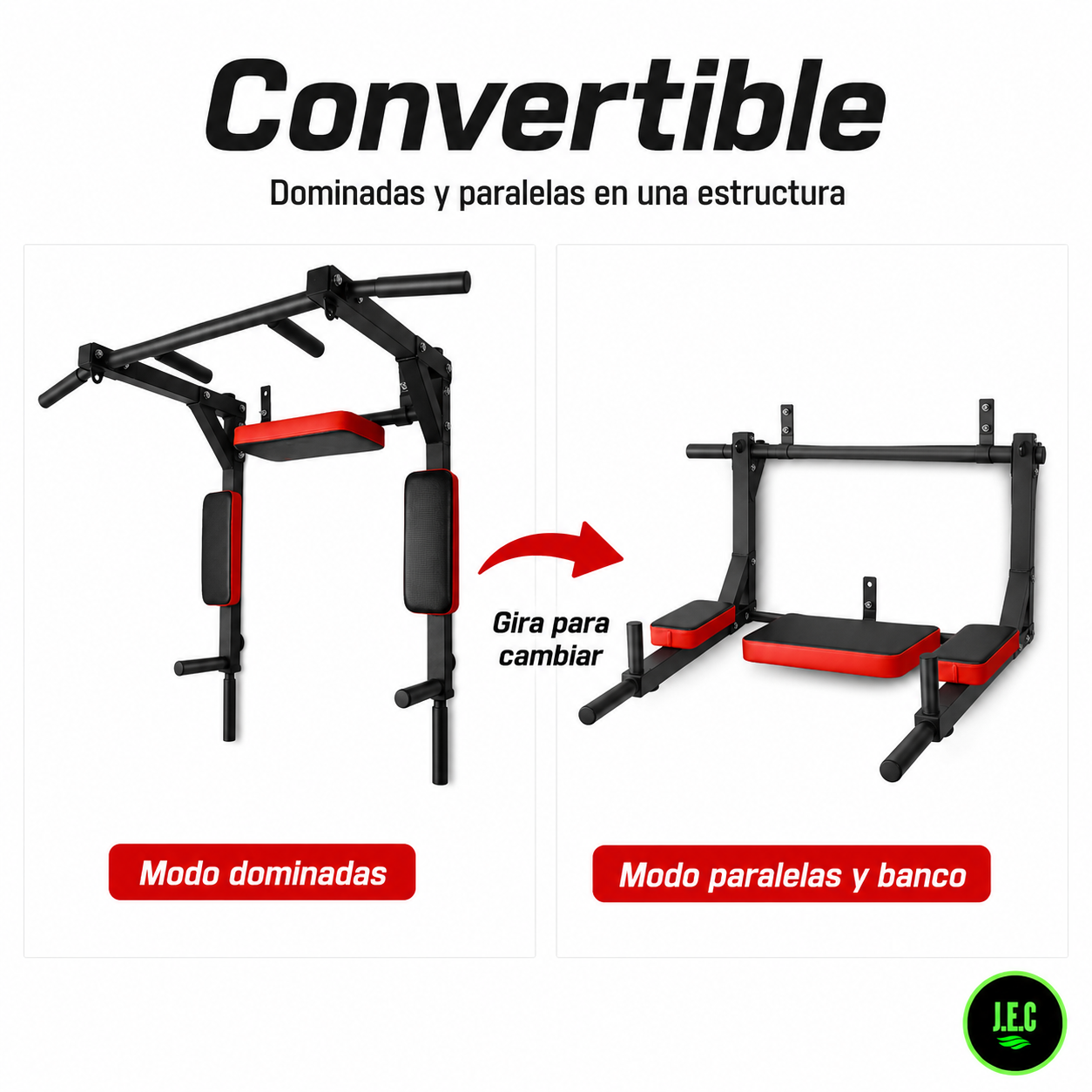 Estación Multifuncional Pared Convertible Dominadas 200kg