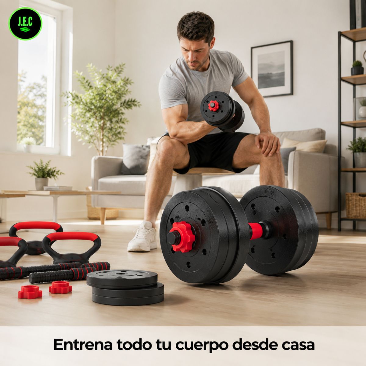 Set de Mancuernas Ajustables 20 Kg 3 en 1 para Casa