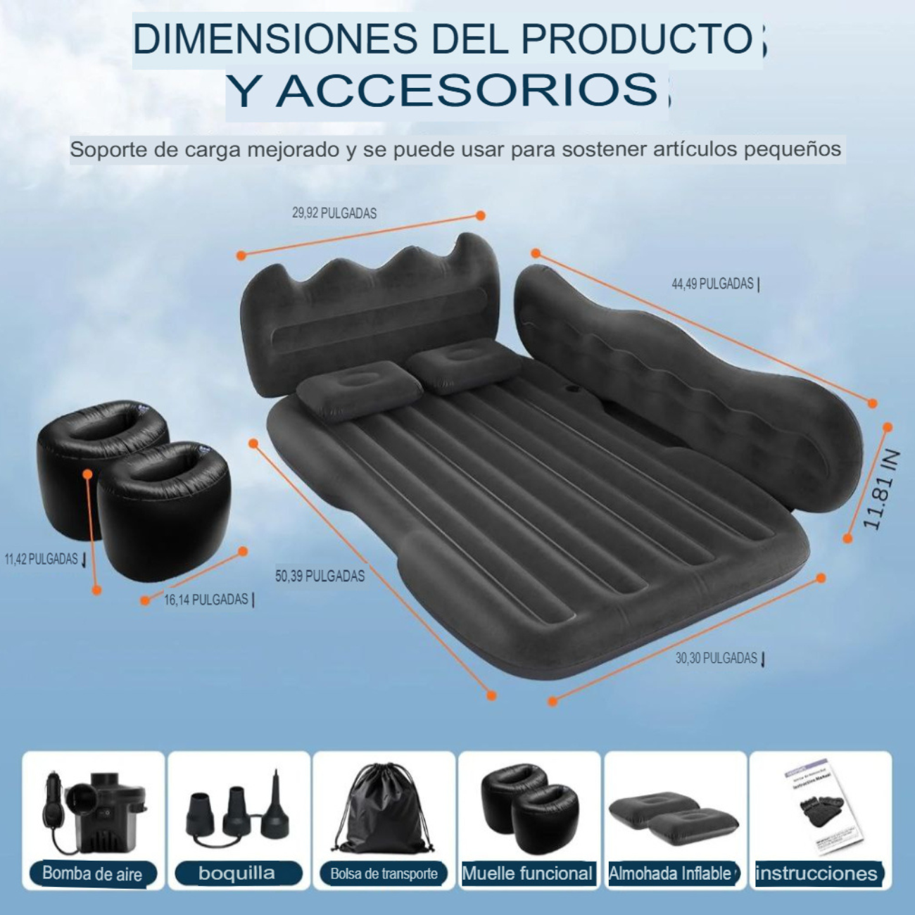 Colchón Inflable para Auto y Camping con Bomba Eléctrica