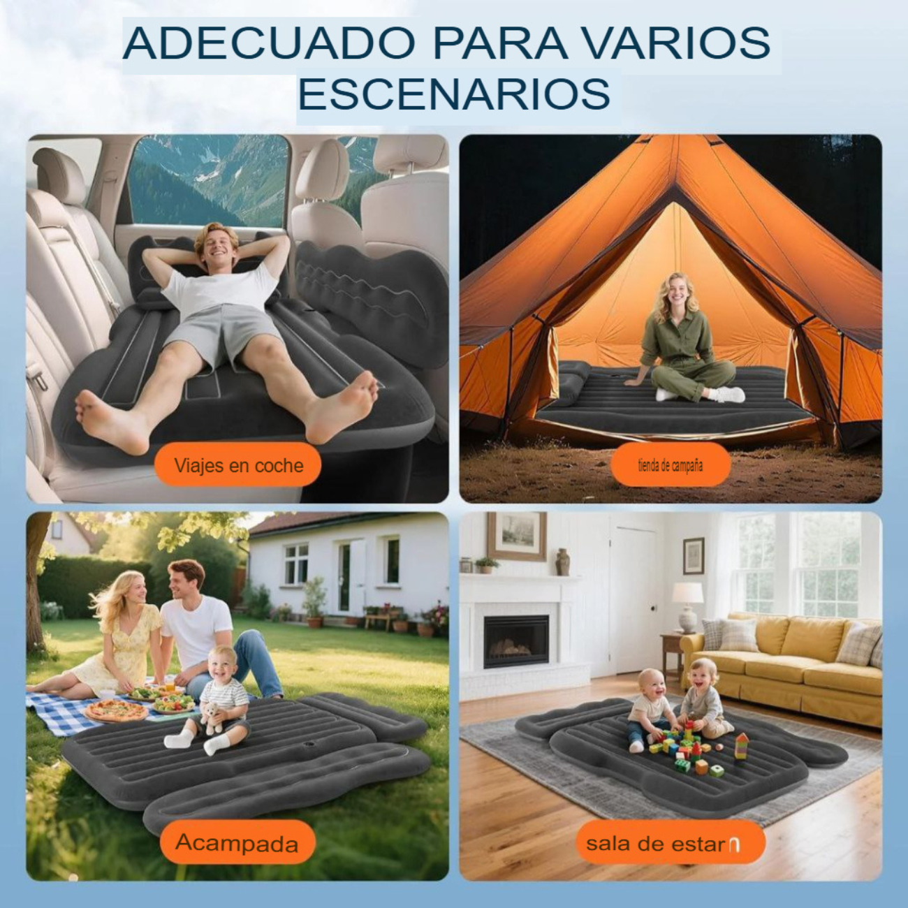 Colchón Inflable para Auto y Camping con Bomba Eléctrica