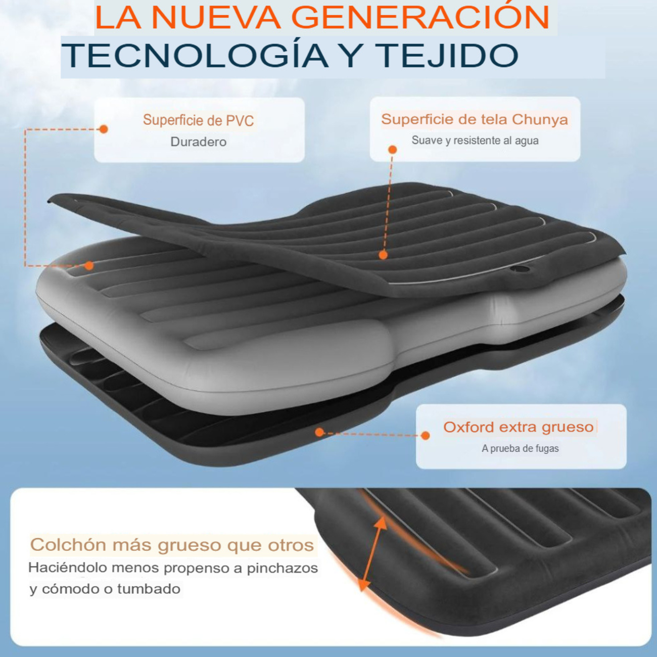 Colchón Inflable para Auto y Camping con Bomba Eléctrica