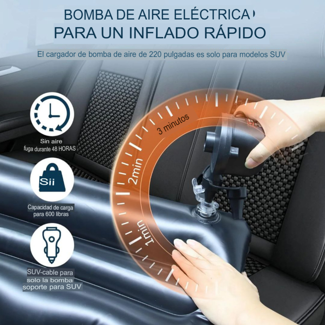 Colchón Inflable para Auto y Camping con Bomba Eléctrica