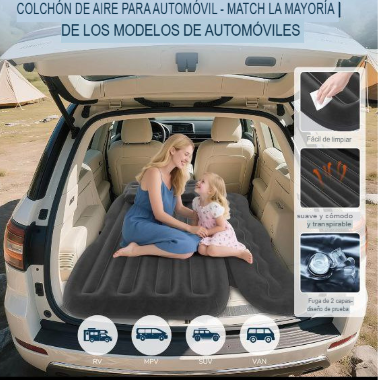 Colchón Inflable para Auto y Camping con Bomba Eléctrica