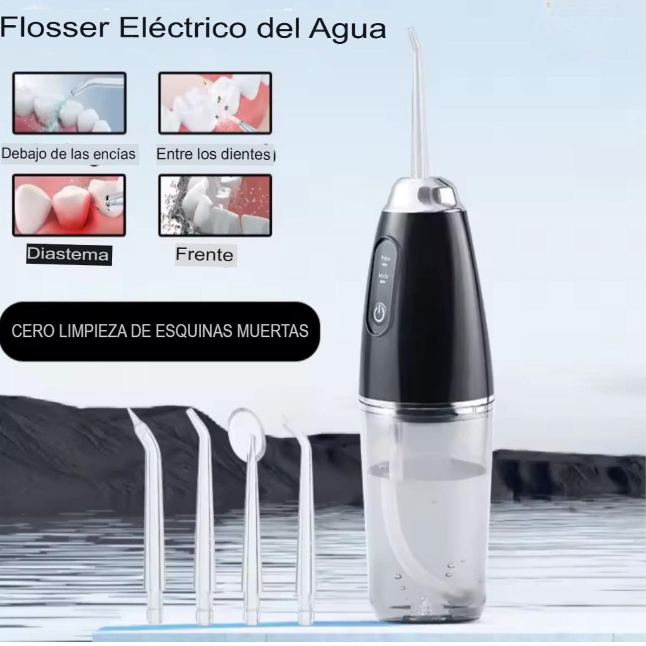 Irrigador Dental Eléctrico Portátil Con 4 Boquillas