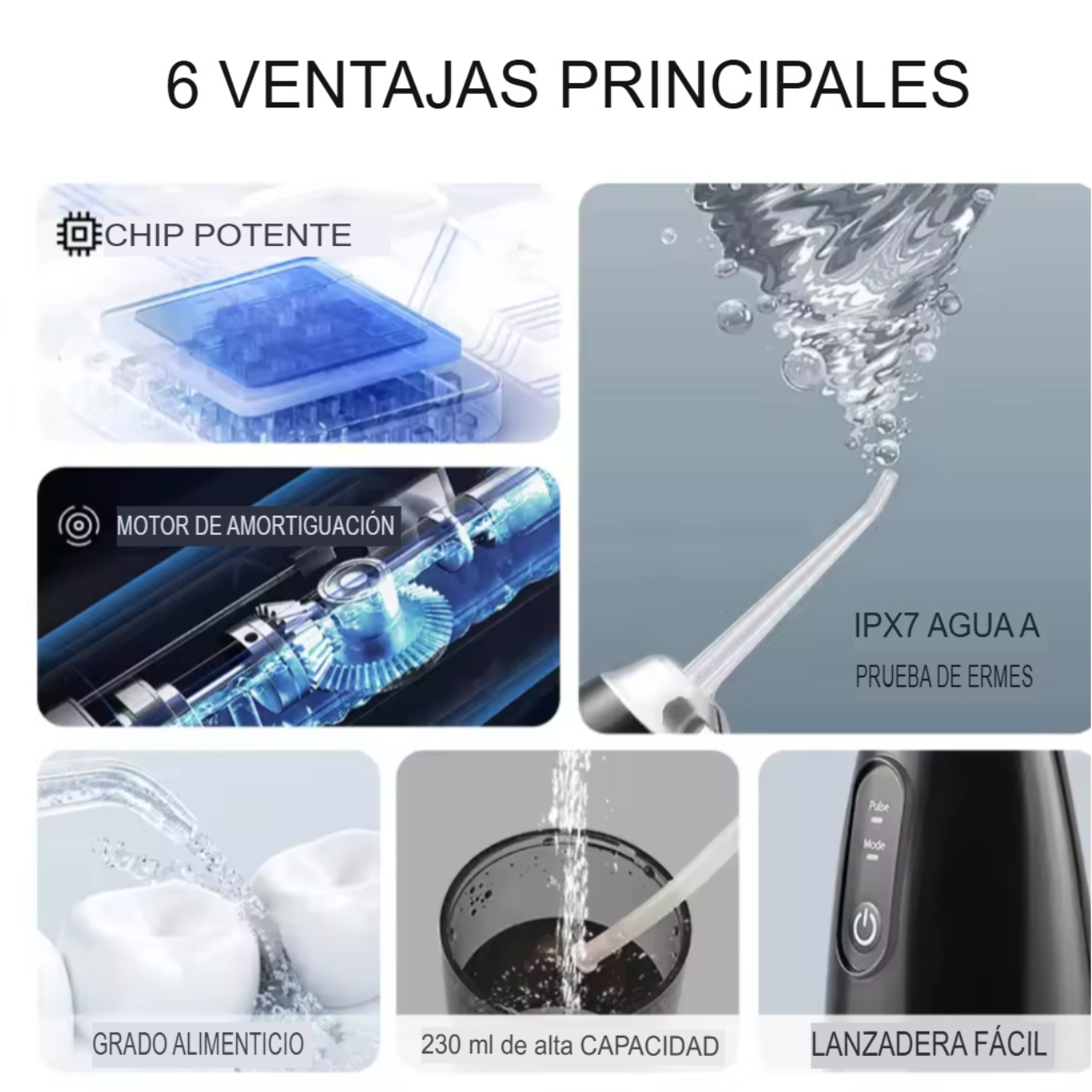 Irrigador Dental Eléctrico Portátil Con 4 Boquillas