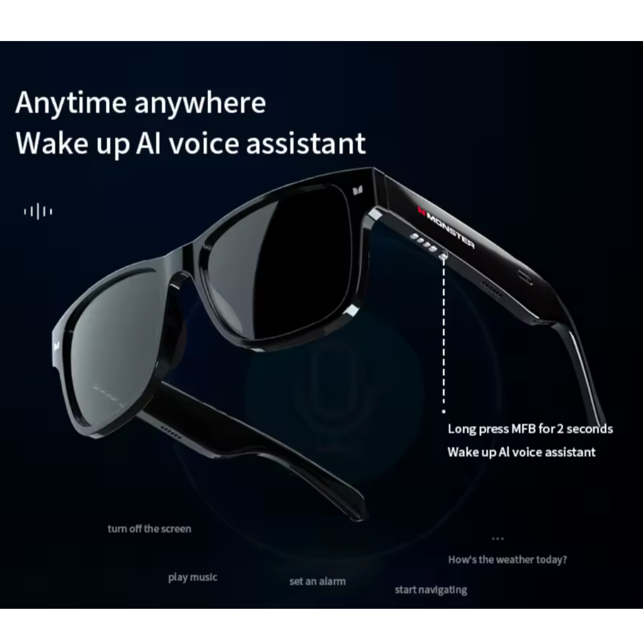 Lentes Inteligentes Monster S01 con Bluetooth Musica Llamadas deportivos