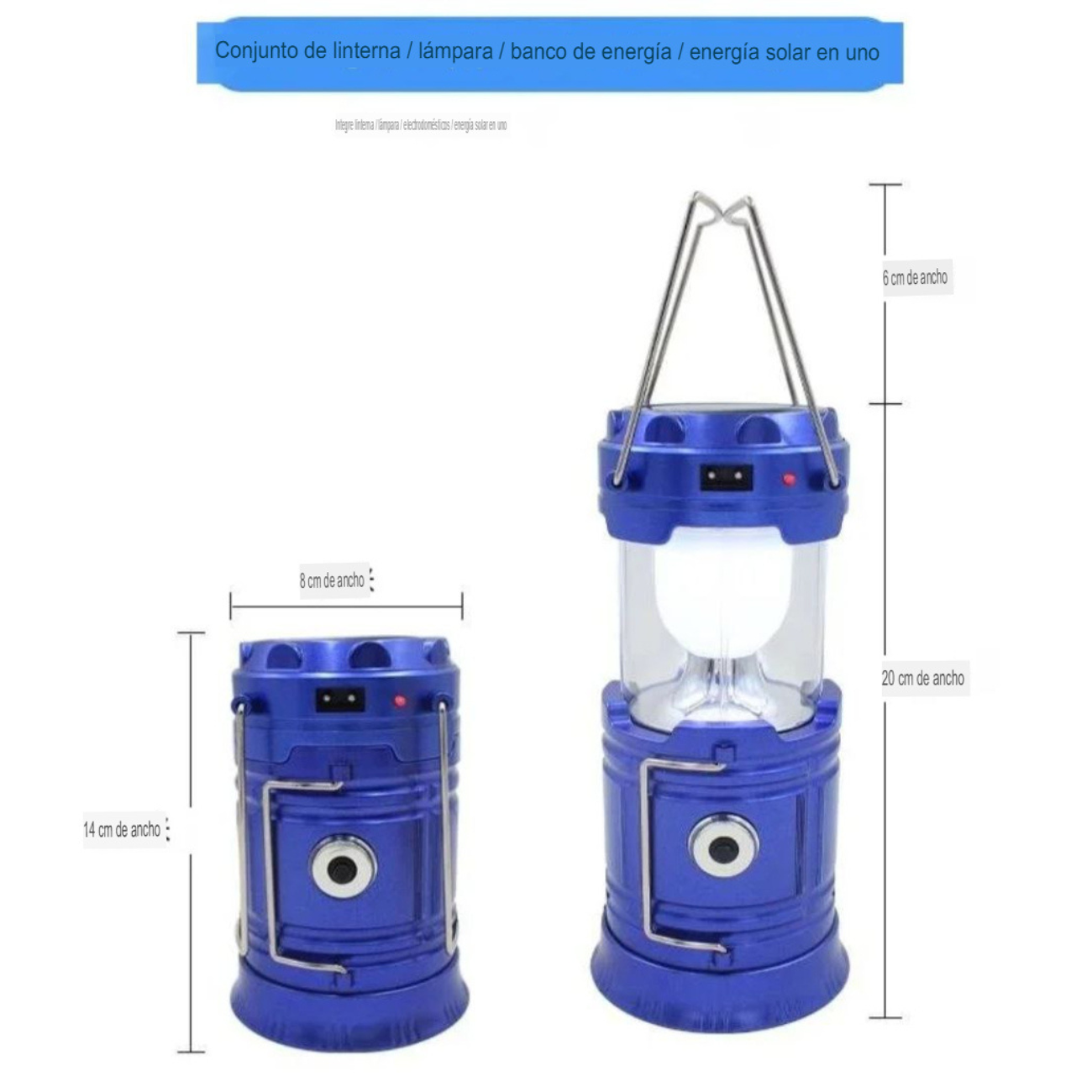 Lámpara LED Solar Camping Plegable Recargable Portátil