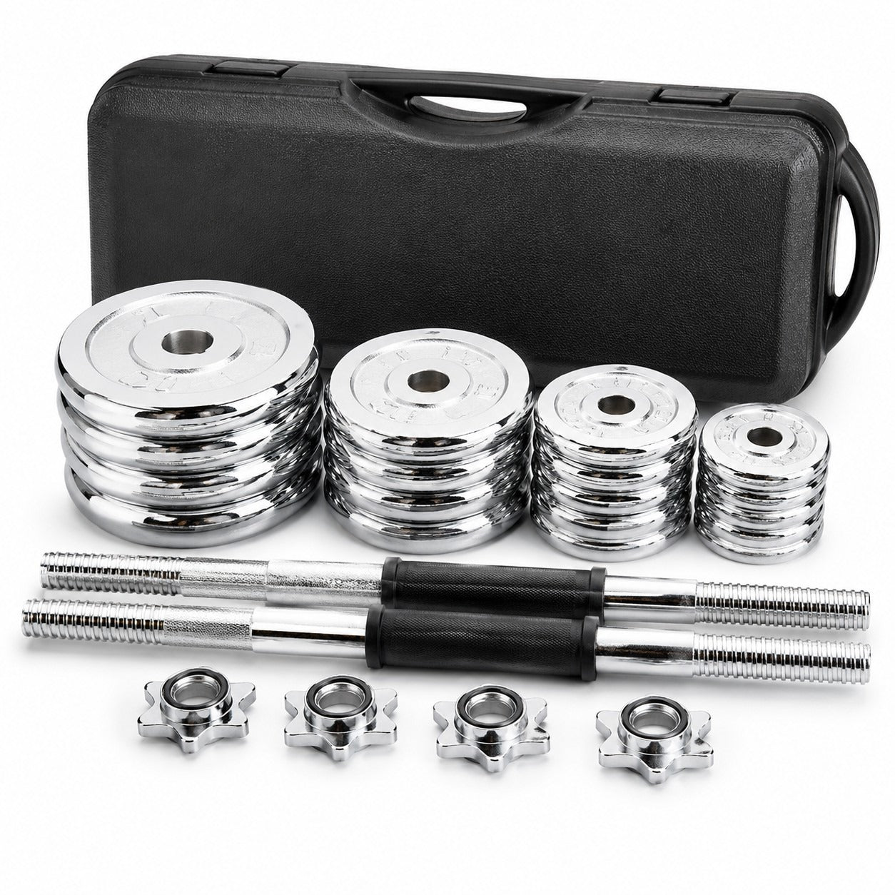 Set Mancuernas J.E.C. 50kg 2 en 1 con Barra y Maletin