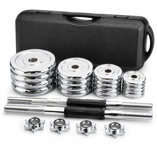 Set Mancuernas J.E.C. 50kg 2 en 1 con Barra y Maletin