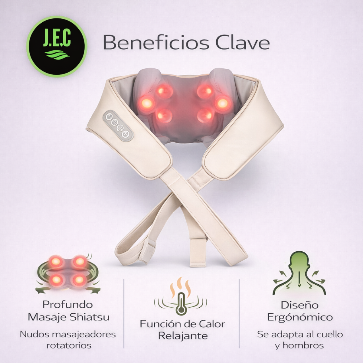 Masajeador Cuello Y Hombros Eléctrico Con Calor Portátil