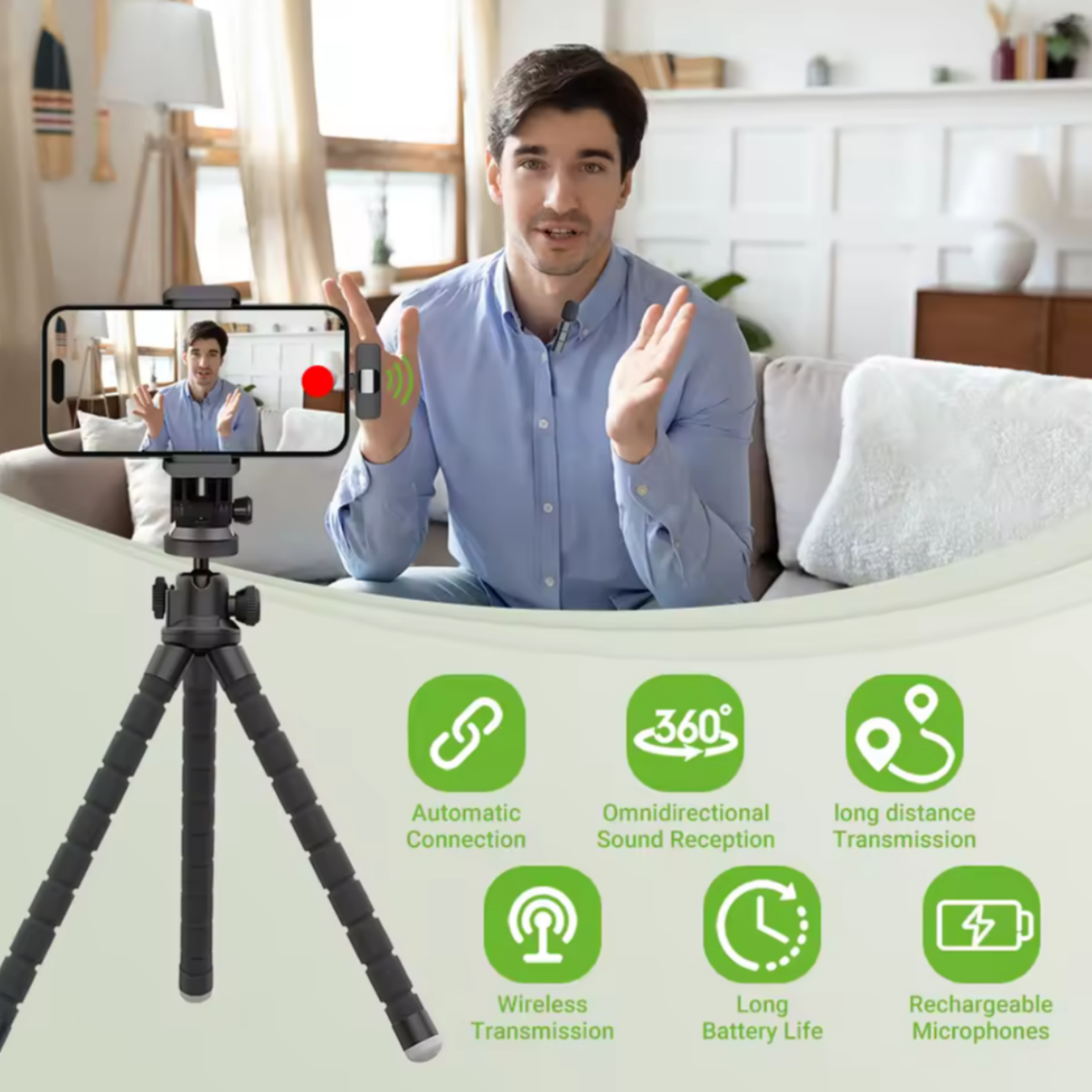 Micrófono Inalámbrico  Tipo C Gamer Bluetooth Reducción de Ruido