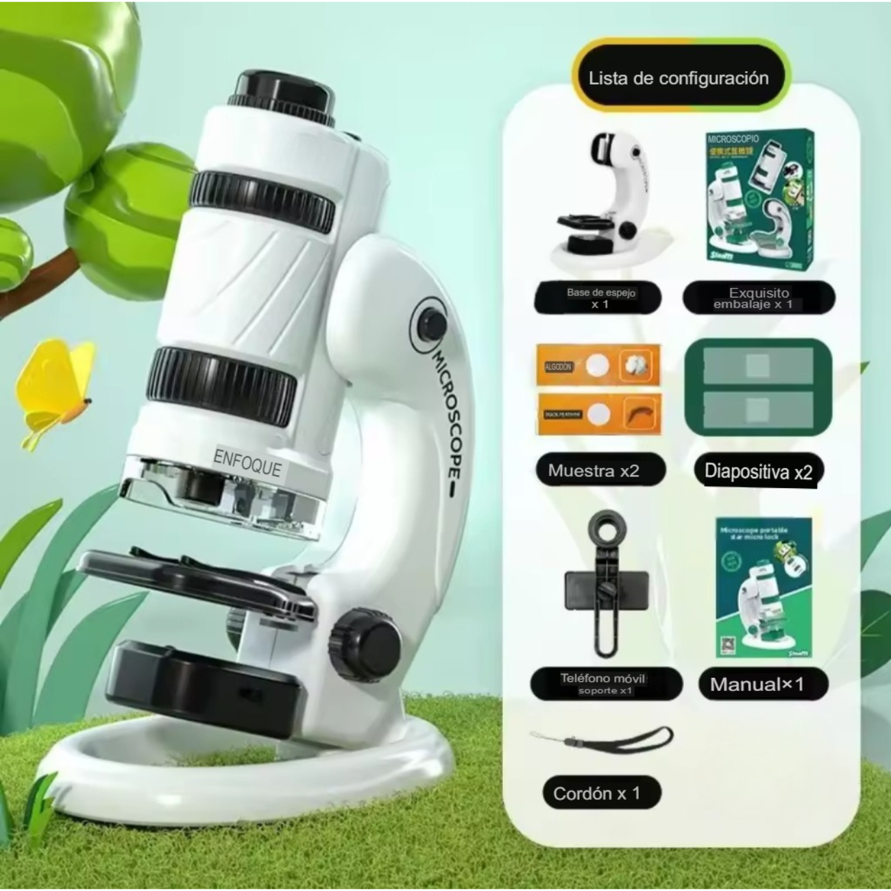 Microscopio Portátil Educativo 60x120x Con Accesorios