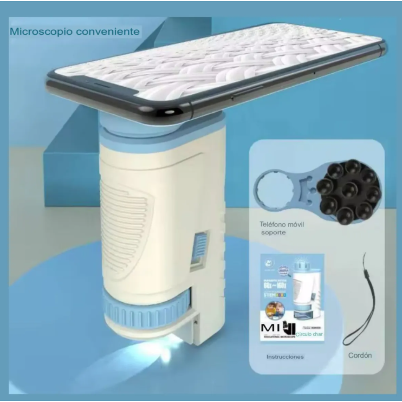 Microscopio Portátil Educativo 60x120x Con Luz Led