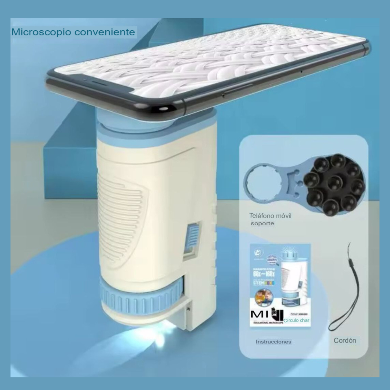 Microscopio Portátil Educativo 60x120x Con Luz Led