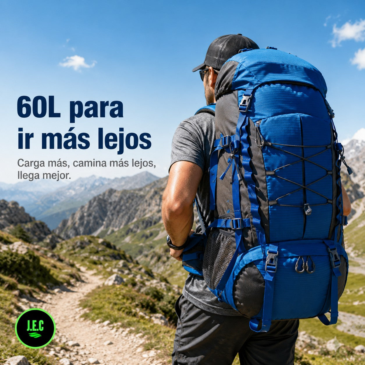 Mochila Trekking 60L Ajuste Torso Regulable Impermeable