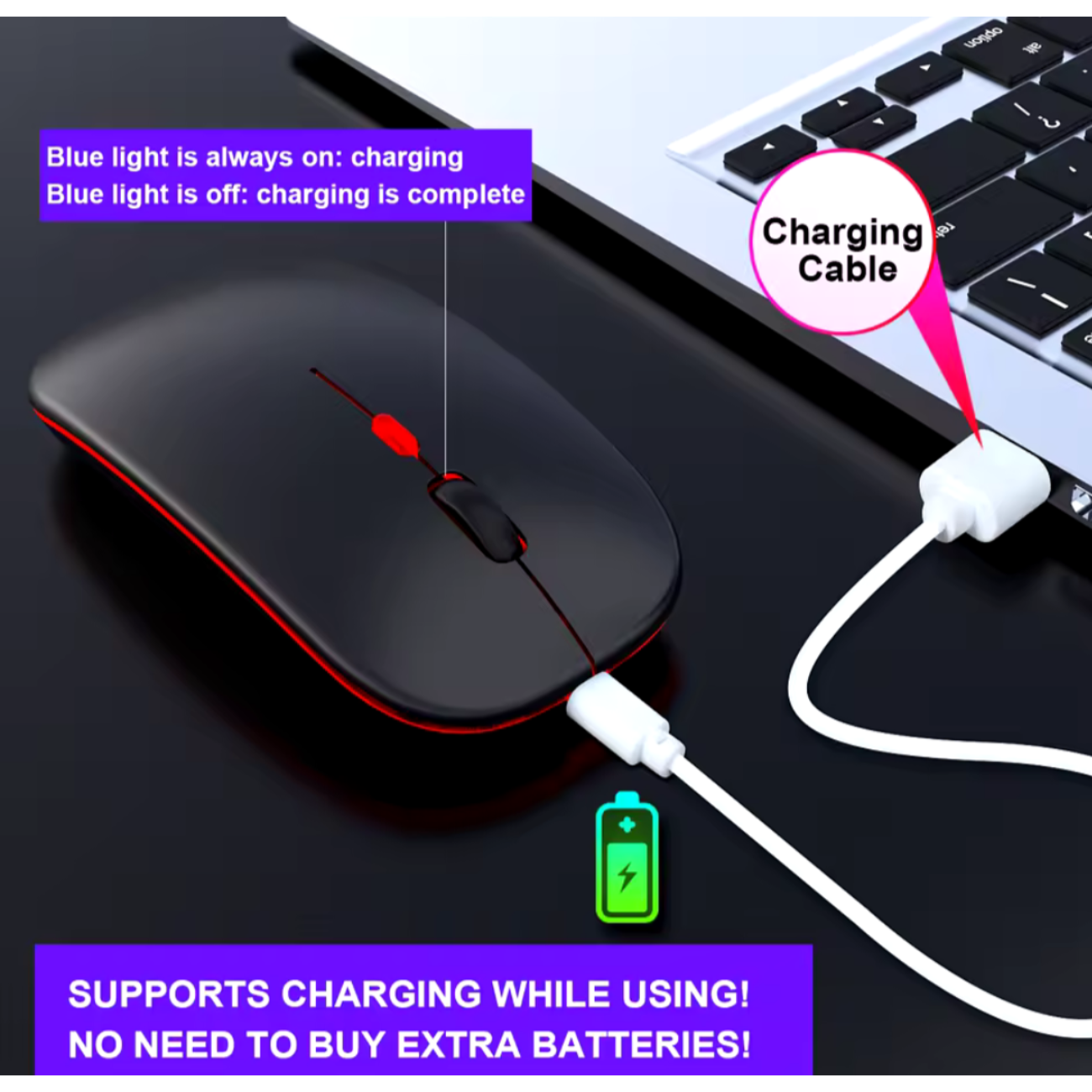 Mouse Inalámbrico Bluetooth 5.0 Ultradelgado Recargable