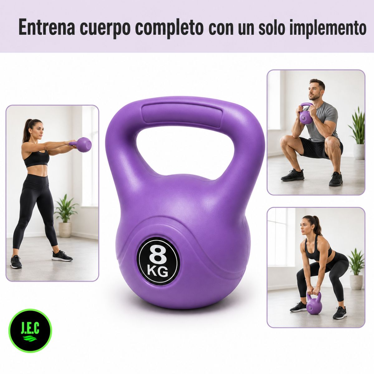 Pesa Rusa Kettlebell 8 Kg de Una Pieza para Entrenar en Casa