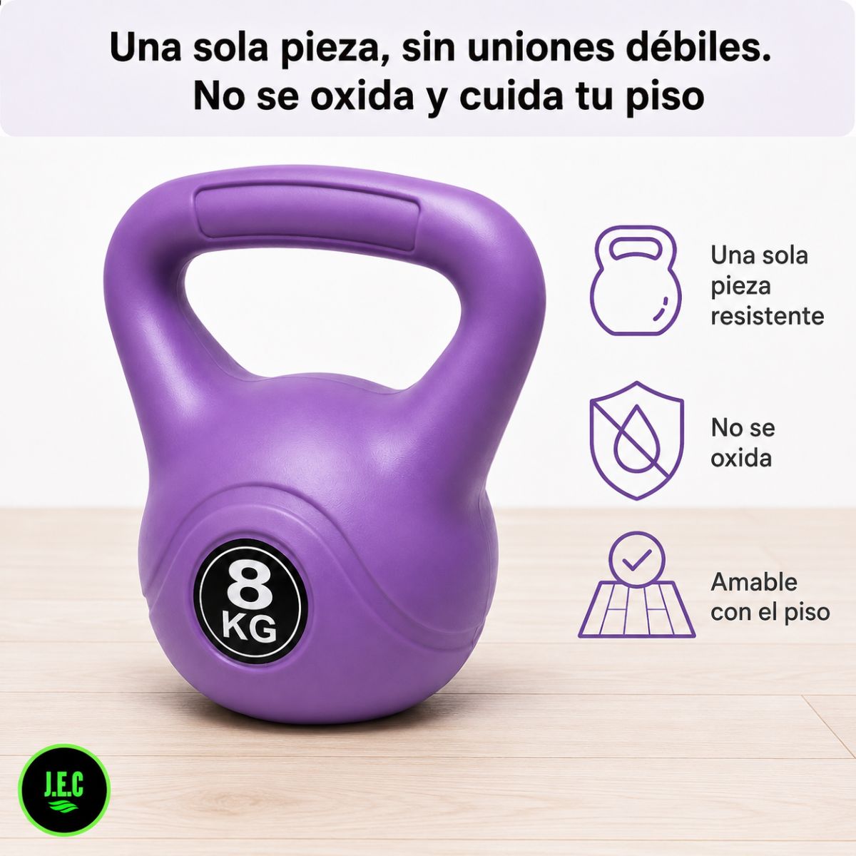 Pesa Rusa Kettlebell 8 Kg de Una Pieza para Entrenar en Casa