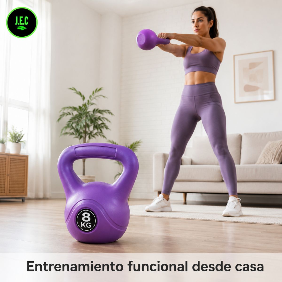 Pesa Rusa Kettlebell 8 Kg de Una Pieza para Entrenar en Casa