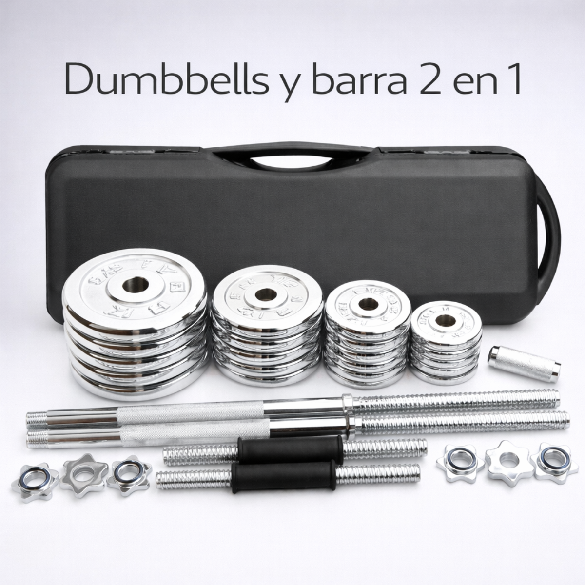 Set Mancuernas Ajustables con Maleta y Ruedas Fitness 50 gg.