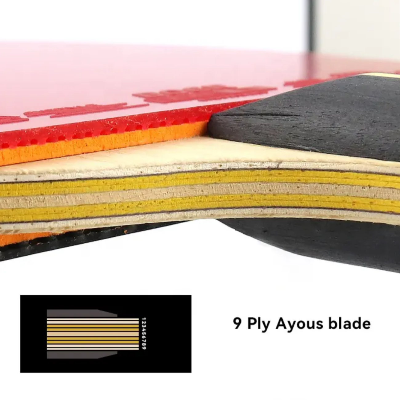 Paleta de Ping Pong 7 estrellas, estuche impermeable, 9 capas de madera