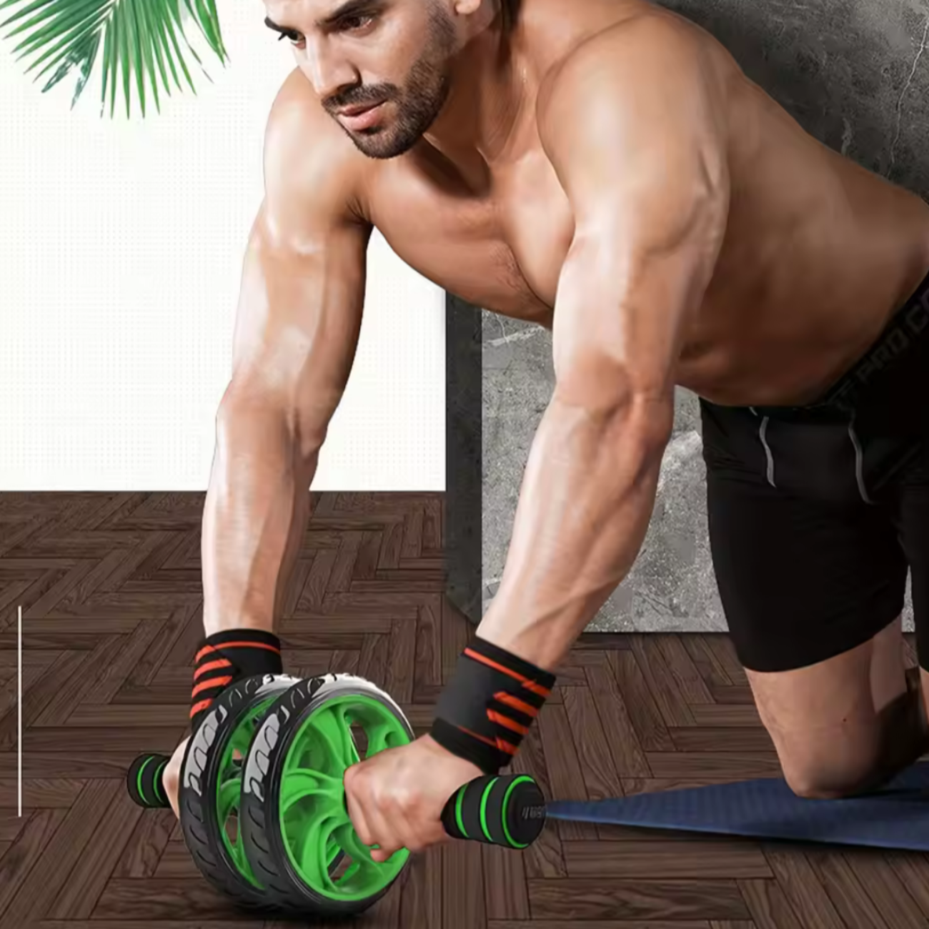 Rodillo Abdominal, Doble Rueda + mini alfombra