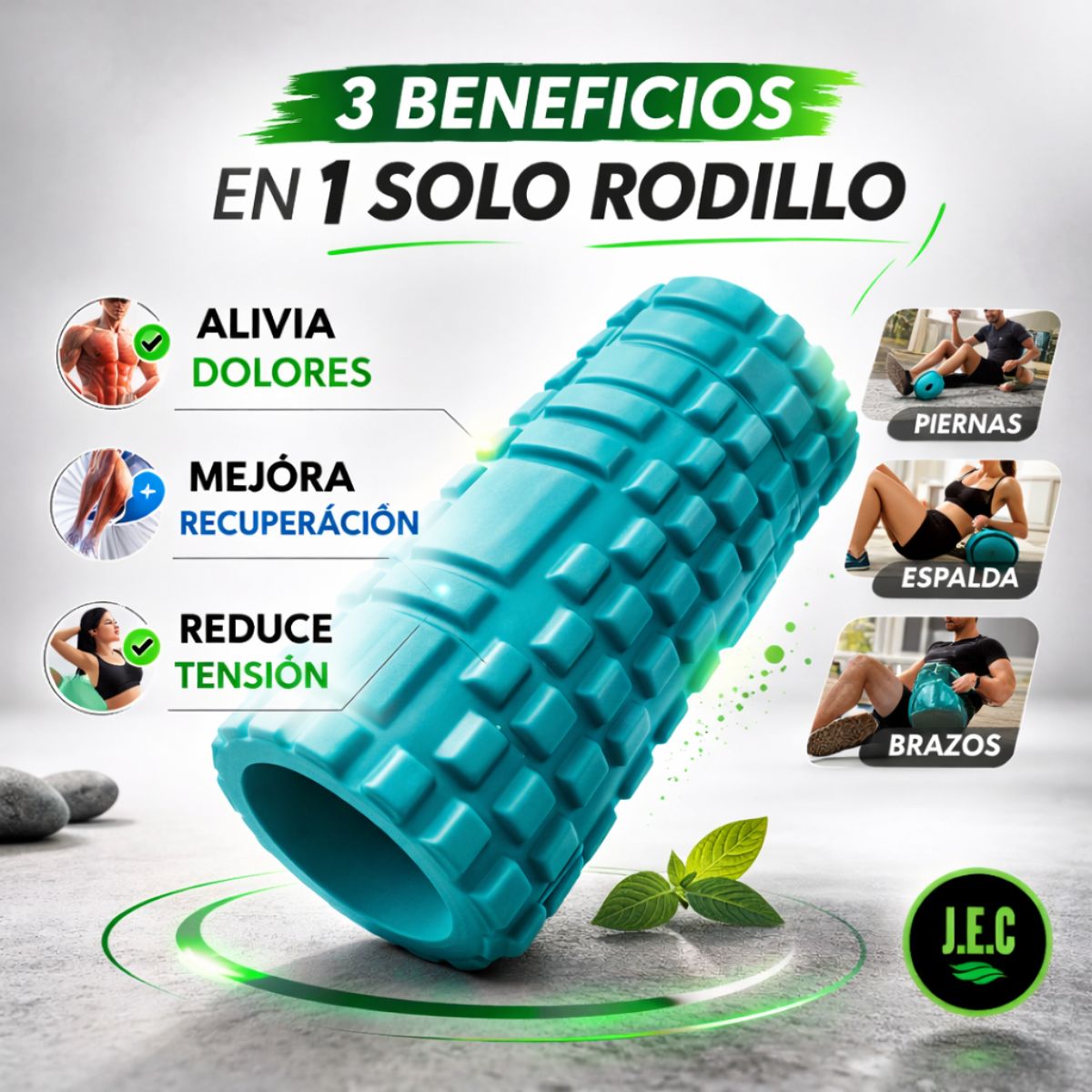 Rodillo Masajeador Profesional Antidolor Yoga Pilates Fitness