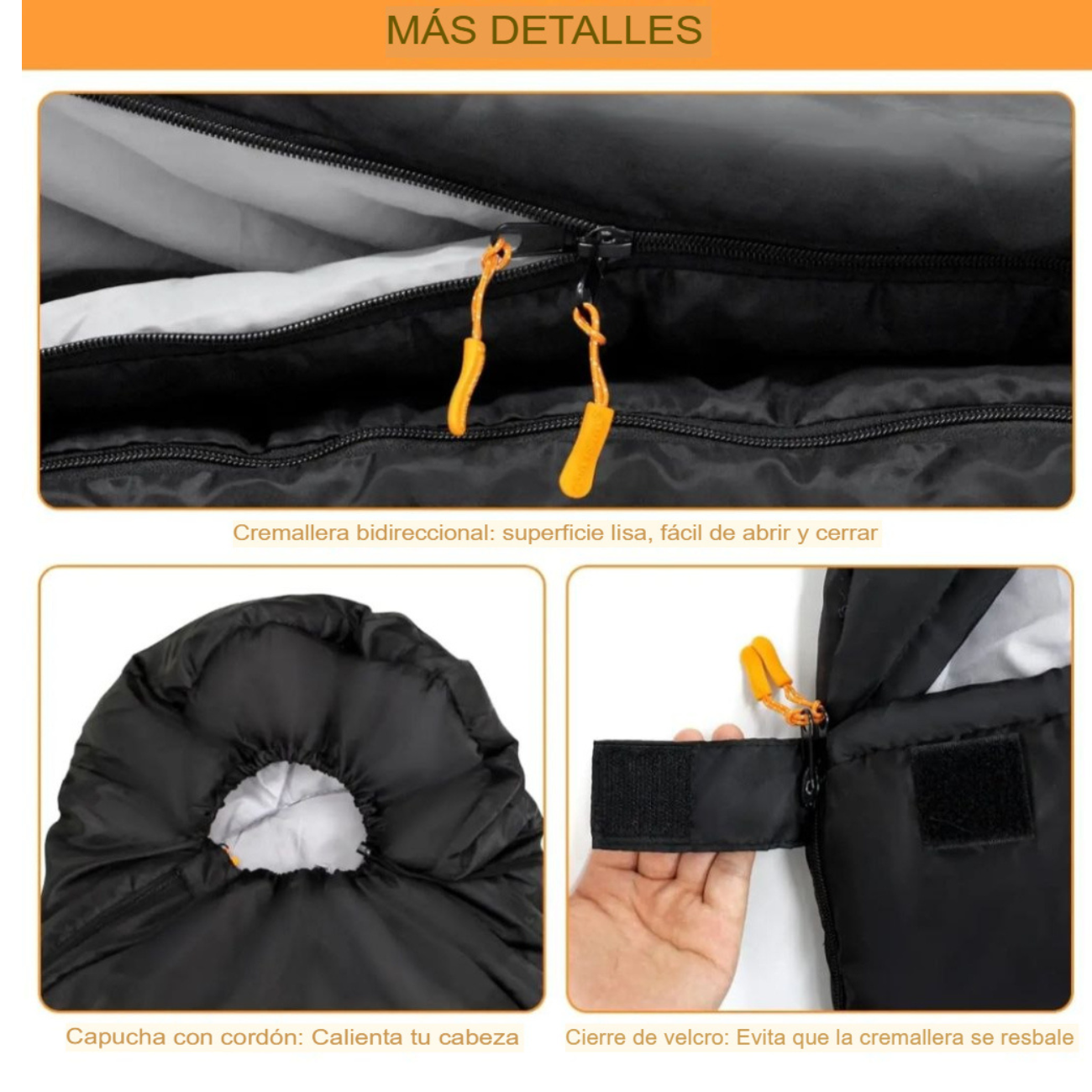 Saco De Dormir Ultraliviano, Térmico, 3 Estaciones Con Gorro