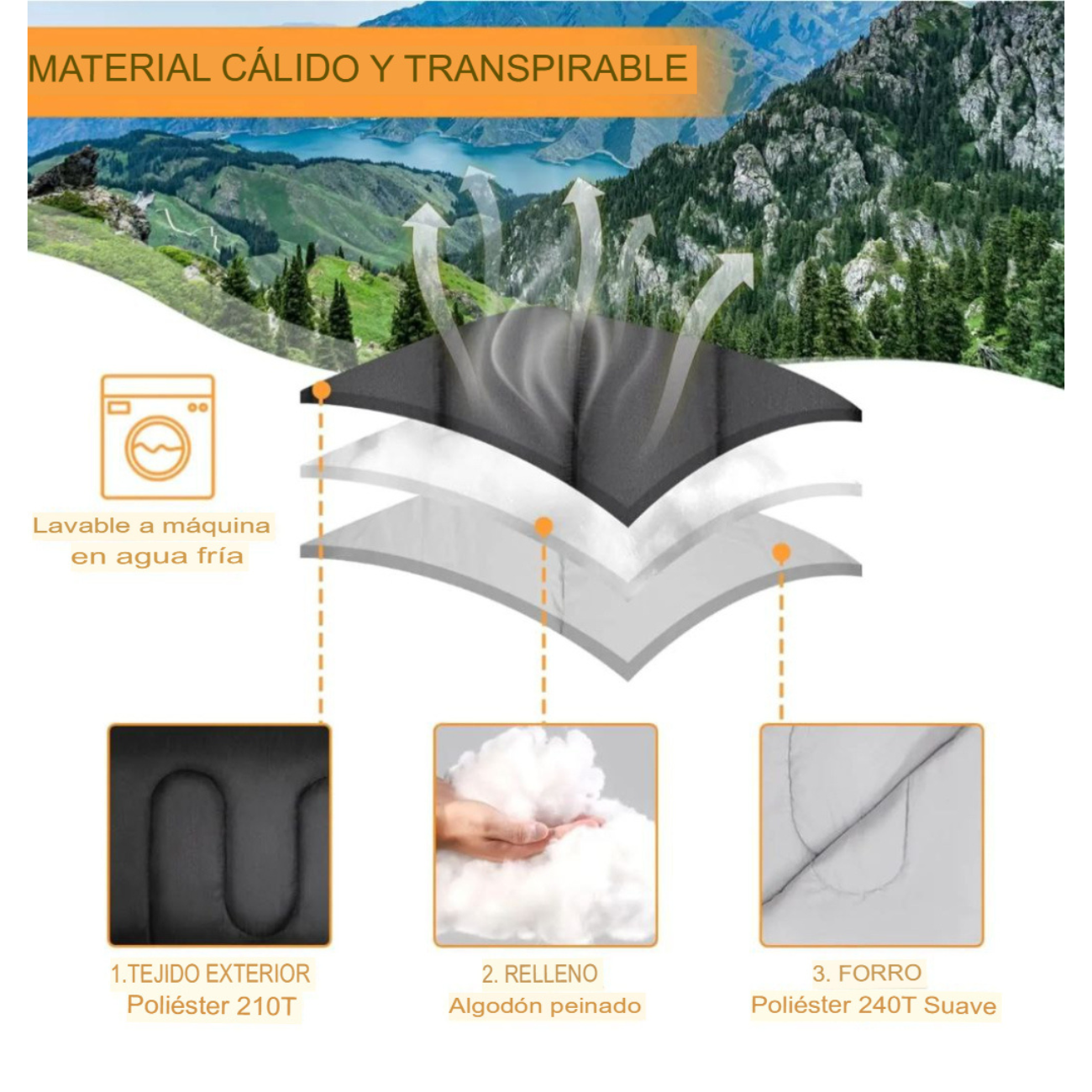 Saco De Dormir Ultraliviano, Térmico, 3 Estaciones Con Gorro