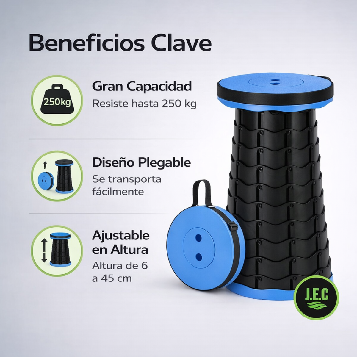 Silla Retráctil Taburete Plegable Camping Tipo Telescopio