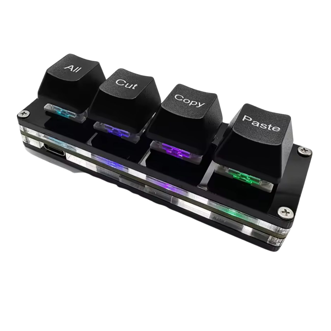 Mini Teclado Mecánico 4 Teclas RGB Para Juegos o Trabajo.