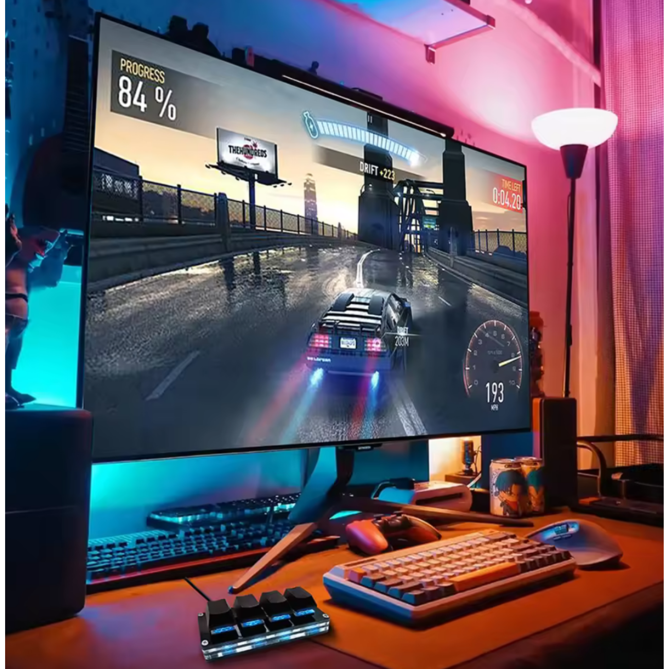 Mini Teclado Mecánico 4 Teclas RGB Para Juegos o Trabajo.