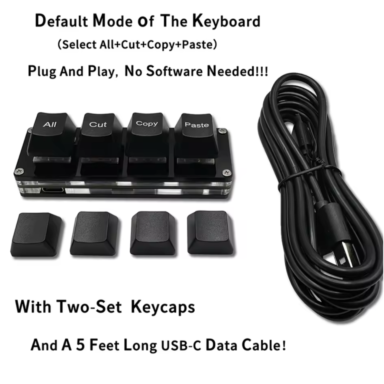 Mini Teclado Mecánico 4 Teclas RGB Para Juegos o Trabajo.