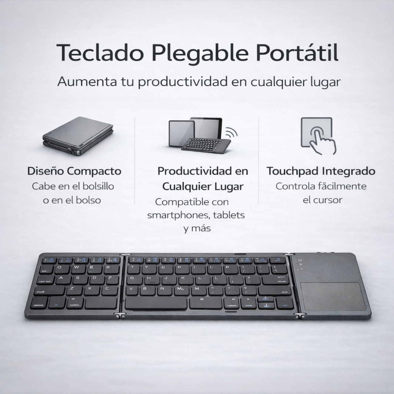 Teclado Plegable Bluetooth con Touchpad Portátil
