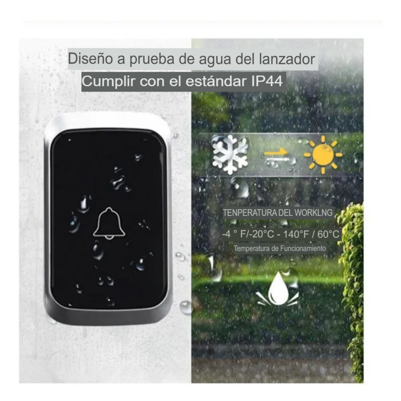 Timbre Inalámbrico 100m Alcance Impermeable Y Potente