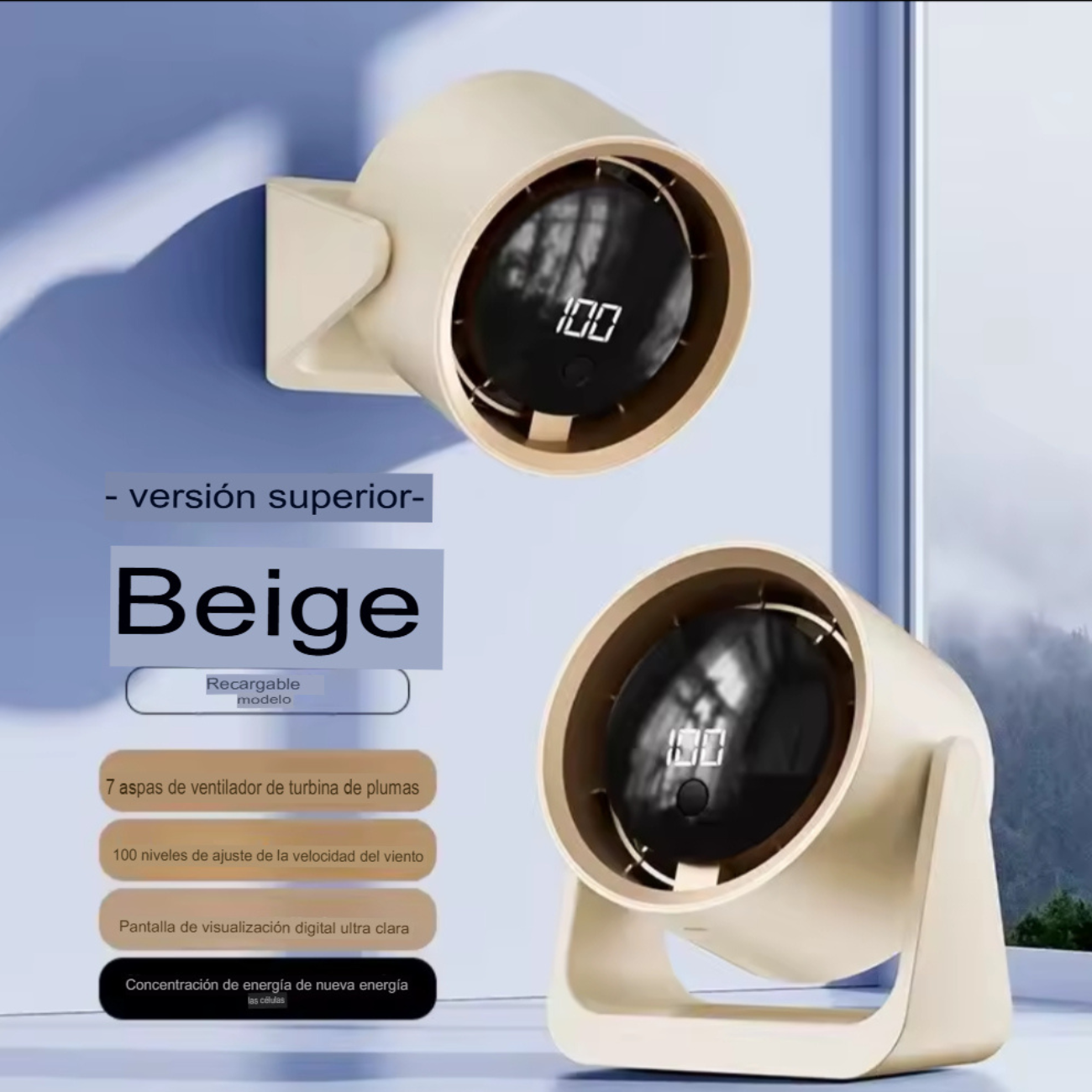 Mini Ventilador De Escritorio Potente Recargable Silencioso