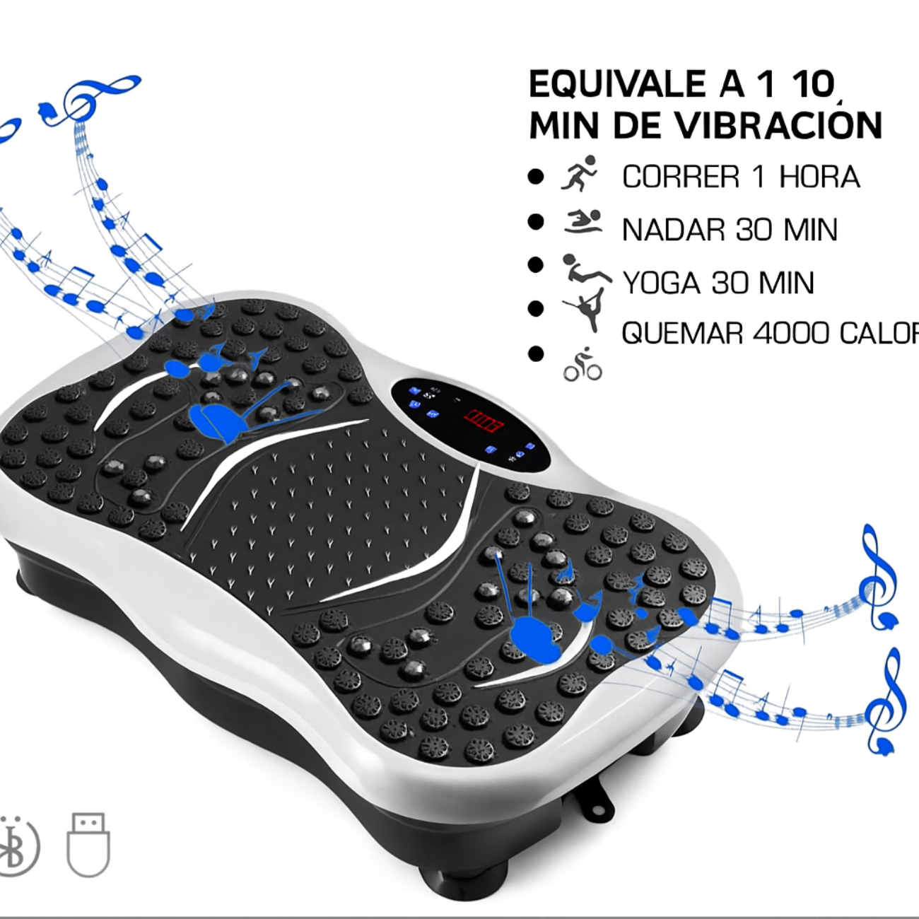 Máquina Vibratoria Quema Grasa  3 Modos + Bluetooth